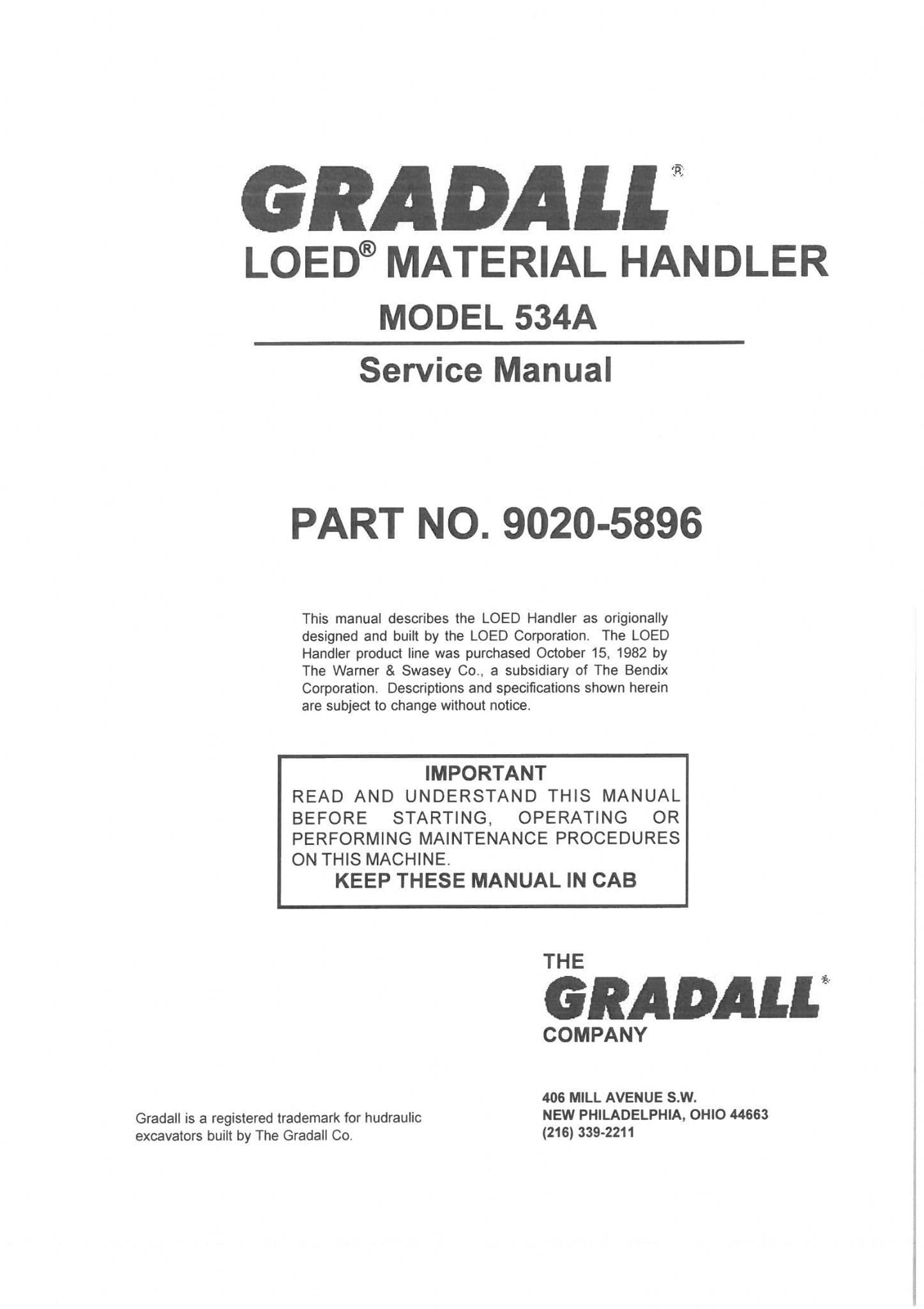 JLG Gradall Telehandler LOED 534A Workshop Manual