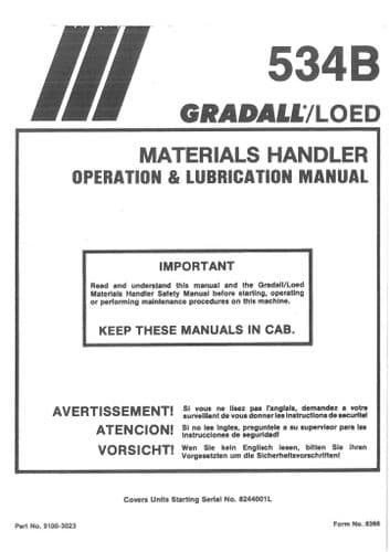 JLG Gradall Telehandler LOED 534B Operators Manual