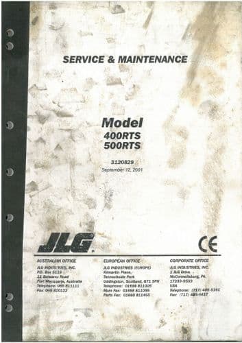 JLG High Platform Cherry Picker Lift 400RTS 500RTS Workshop Service Repair Manual 400 500 RTS