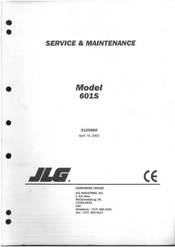 JLG High Platform Cherry Picker Lift 601S Workshop Service Repair Manual 601 S