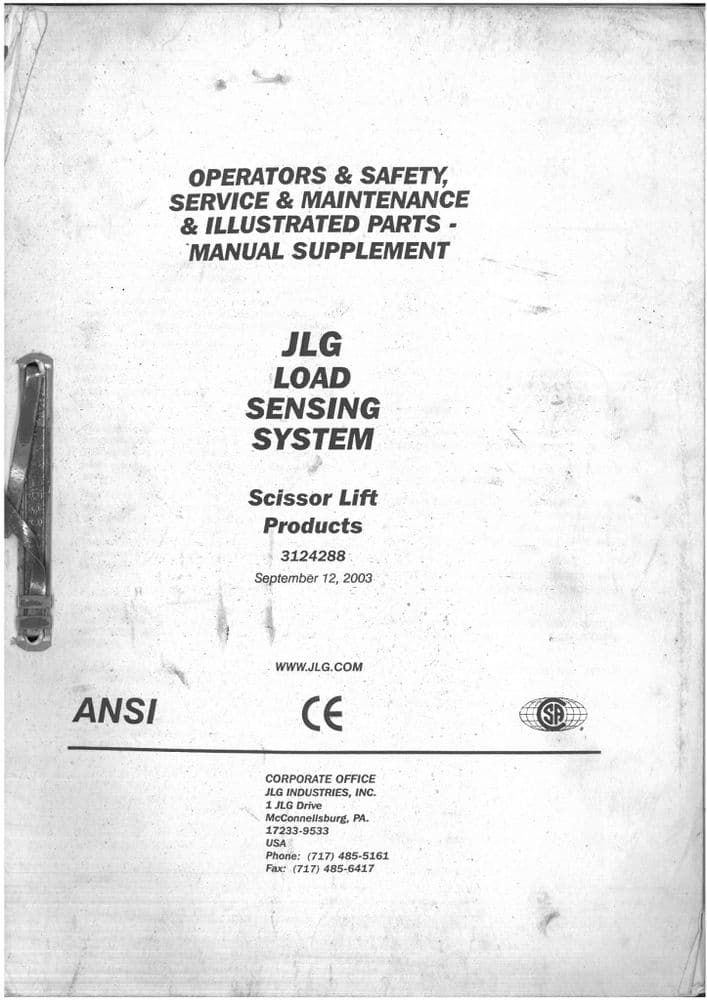 JLG Scissor Lift Load Sensing System 4069LE 3969LE 500RTS 260MRT ...