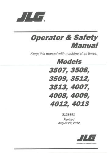 JLG Telehandler 3507 3508 3509 3512 3513 4007 4008 4009 4012 4013 Operators Manual