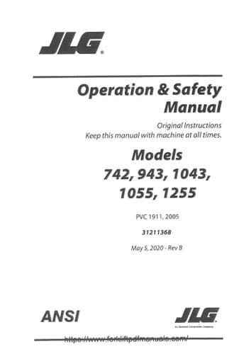 JLG Telehandler 742 943 1043 1055 1255 Operators Manual