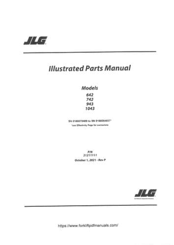 JLG Telehandlers 642 742 943 1043 Parts Manual