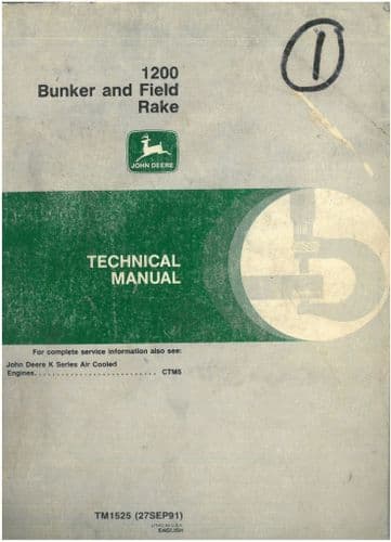 John Deere 1200 Bunker and Field Rake Workshop Service Manual