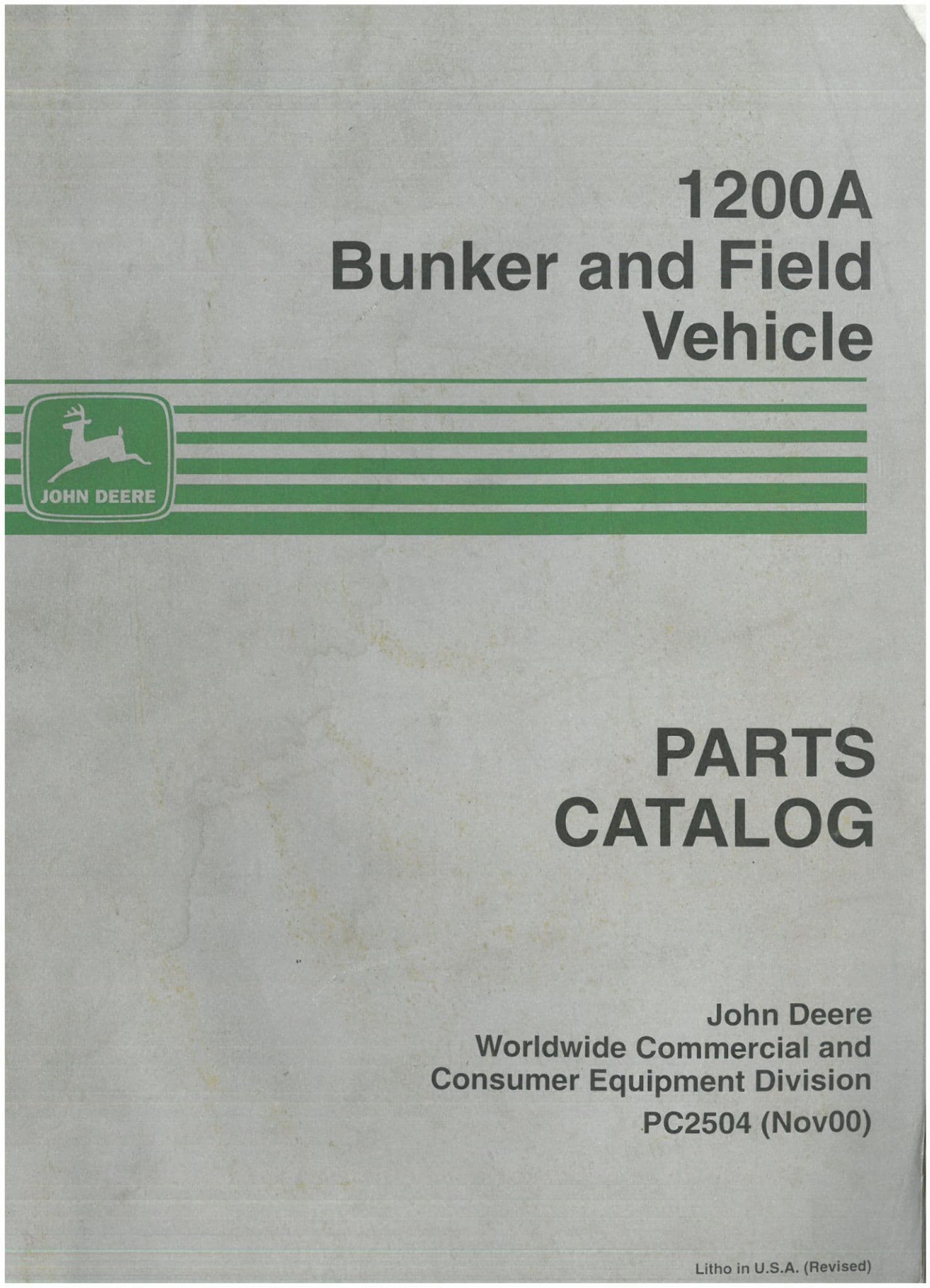 John Deere 1200A Bunker and Field Vehicle Parts Manual