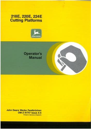 John Deere 218E 220E 224E Cutting Platforms Operators Manual