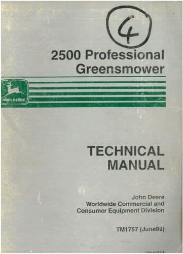 John Deere 2500 Professional Greensmower Workshop Service Manual