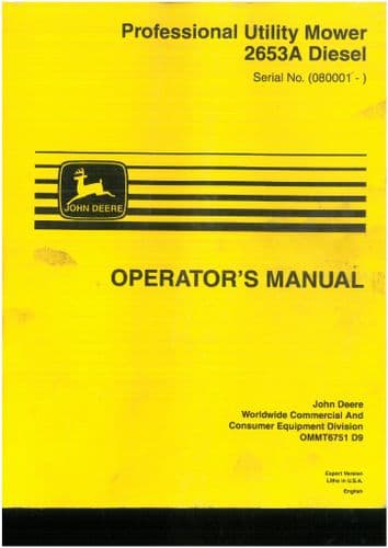 John Deere 2653A Diesel Professional Utility Mowers Operators Manual - ORIGINAL