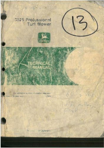 John Deere 3325 Professional Turf Mower Technical Service Workshop Manual