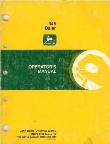 John Deere Baler 348 Operators Manual