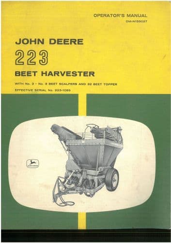 John Deere Beet Harvester Model 223 Operators Manual