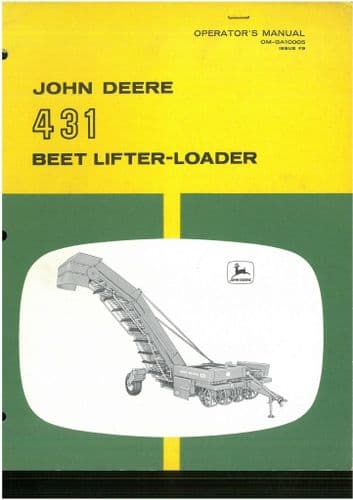 John Deere Beet Lifter Loader Model 431 Operators Manual