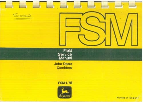 John Deere Combine 900 905 & 952 Field Setting Manual