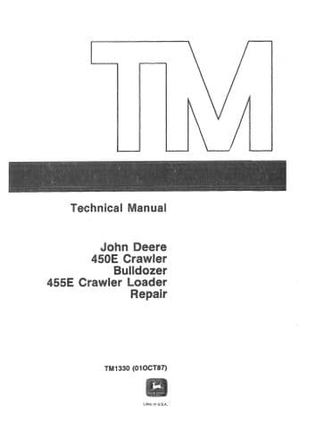 John Deere Crawler Bulldozer 450E Crawler Loader 450E Service Workshop Manual