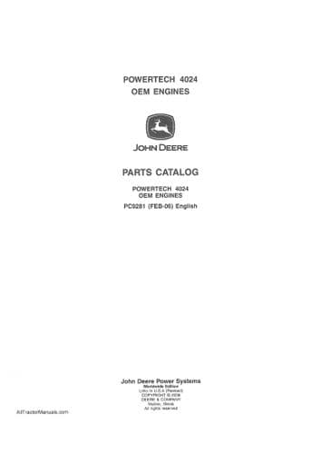 John Deere Diesel Engine OEM PowerTech 4.5L 4024 Parts Manual
