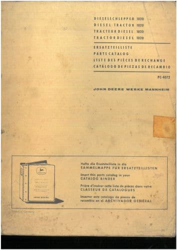 John Deere  Diesel Tractor 1020 Parts Manual - GERMAN ONLY