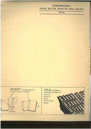 John Deere Dimensions Gang Bolts, Shafts & Axles PC416 Parts Manual