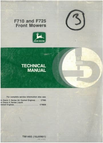 John Deere F710 and F725 Front Mowers Technical Service Workshop Manual