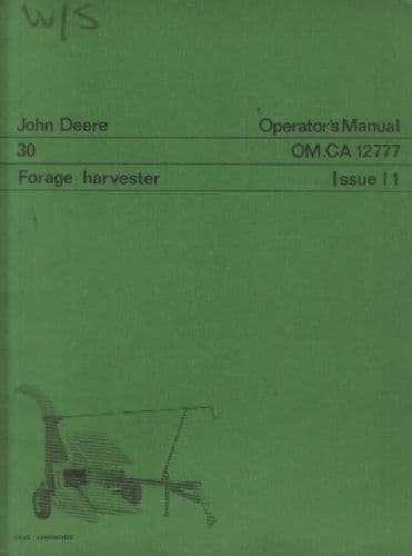 John Deere Forage Harvester 30 Operators Manual