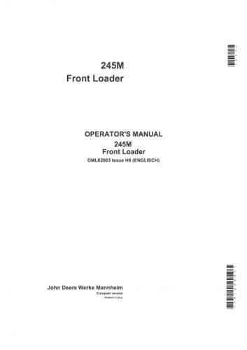John Deere Front Loader 245M Operators Manual