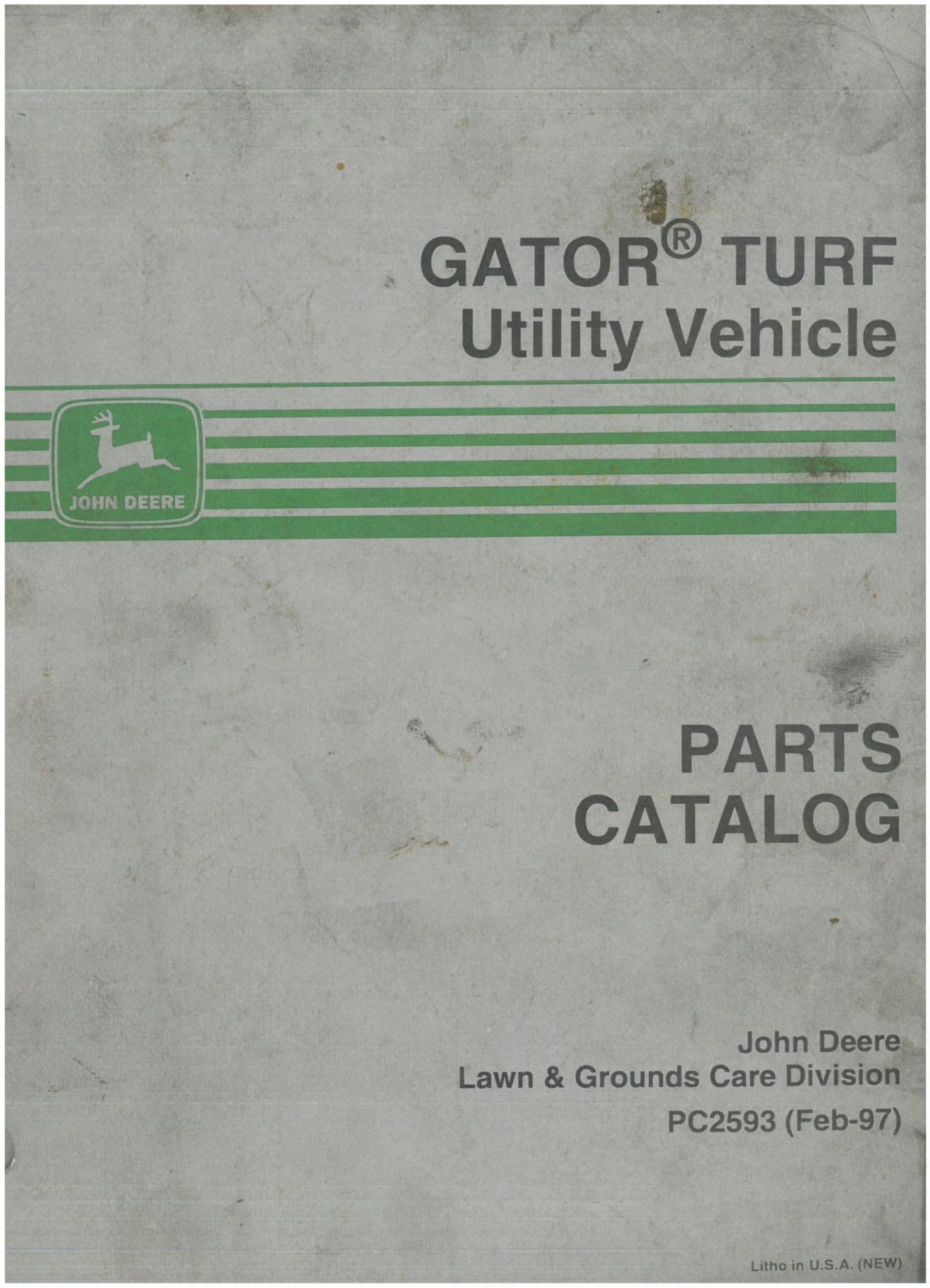 John Deere Gator Turf Utility Vehicle Parts Manual Original