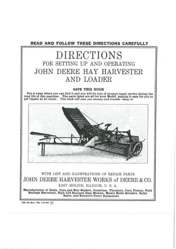 John Deere Hay Harvester & Loader Operators Manual