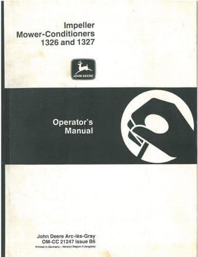 John Deere Impeller Mower Conditioner 1326 & 1327 Operators Manual