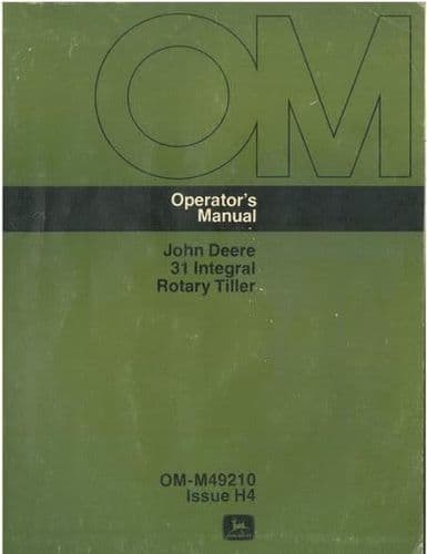 John Deere Integral Rotary Tiller 31 Operators Manual