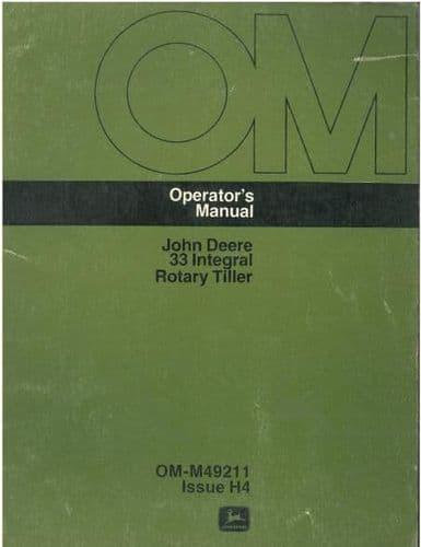 John Deere Integral Rotary Tiller 33 Operators Manual