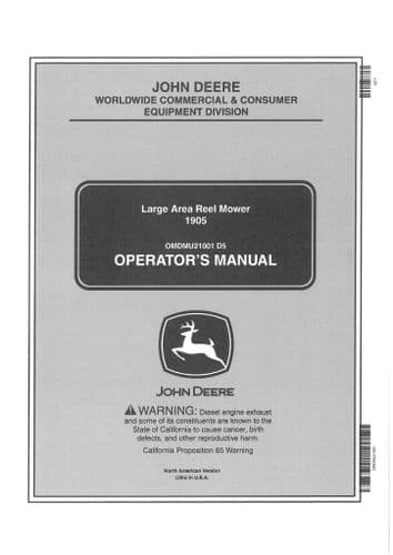 John Deere Large Area Reel Mower 1905 Operators Manual
