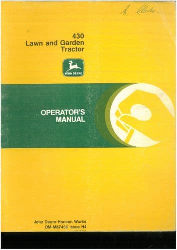 John Deere Lawn and Garden Tractor 430 Operators Manual - ORIGINAL