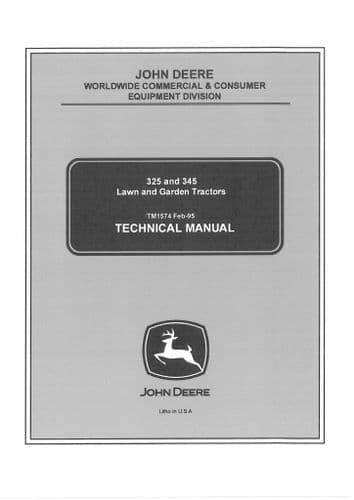 John Deere Lawn And Garden Tractors 325 345 Workshop Service Manual