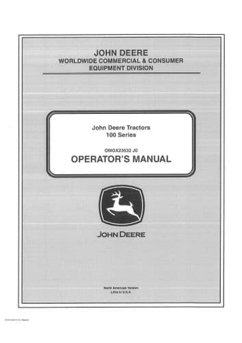 John Deere Lawn Mower D100 D110 D120 D130 D140 D150 D60 D170 Operators Manual