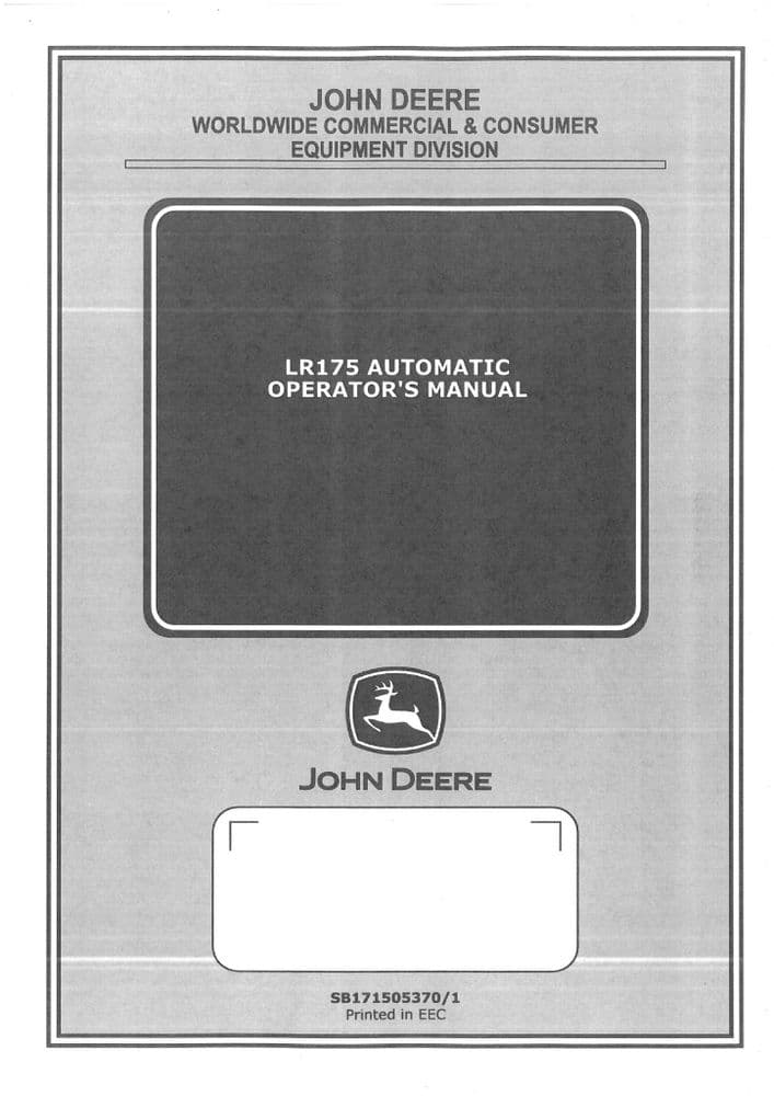 John Deere Lawn Tractor LR175 Operators Manual