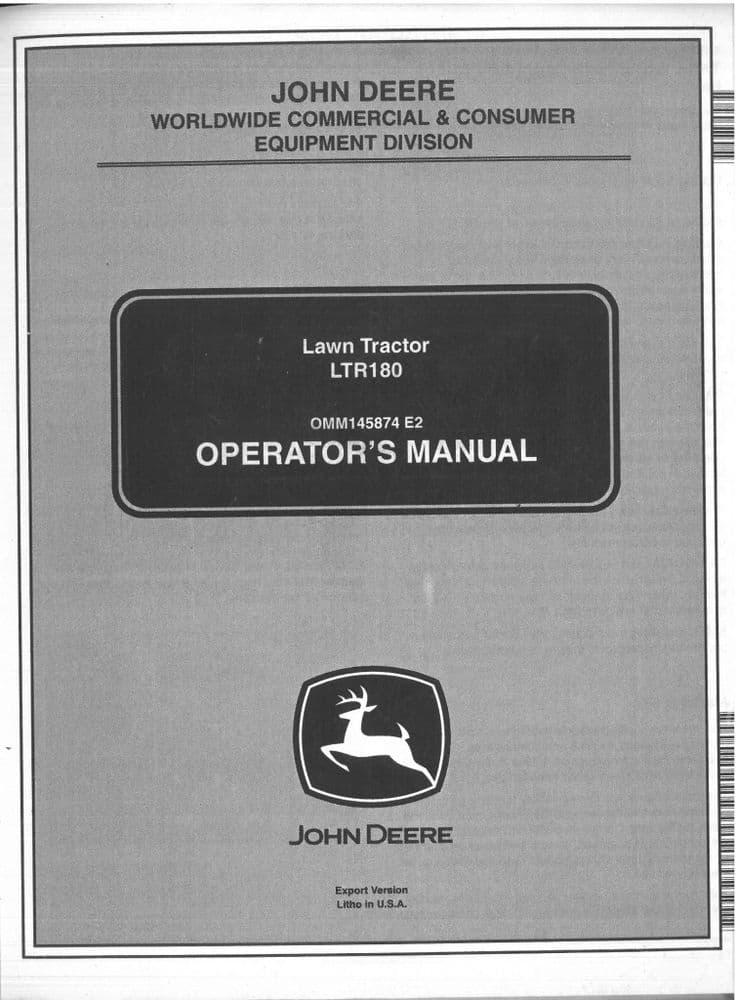 John Deere Lawn Tractor LTR180 Operators Manual