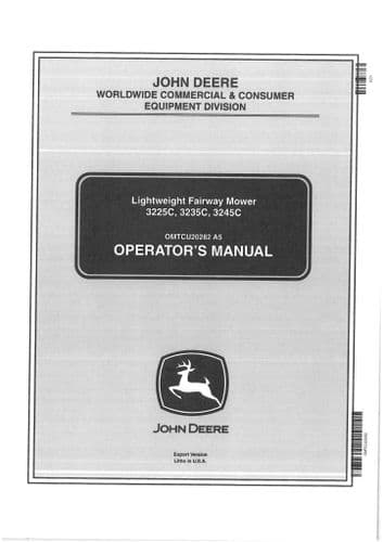 John Deere Lightweight Gang Mower 3225C 3235C 3245C Operators Manual