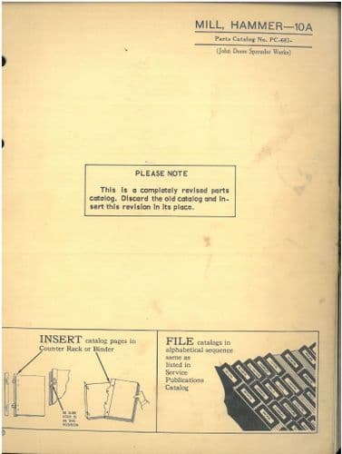 John Deere Mill, Hammer - 10A Parts Manual