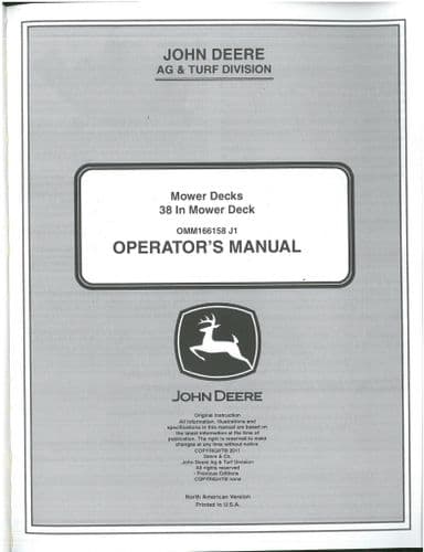John Deere Mower Decks 38 Inch Mower Decks Operators Manual