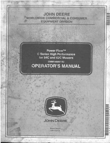 John Deere Mowers Power Flow C Series High Performance For 54C 62C Operators Manual