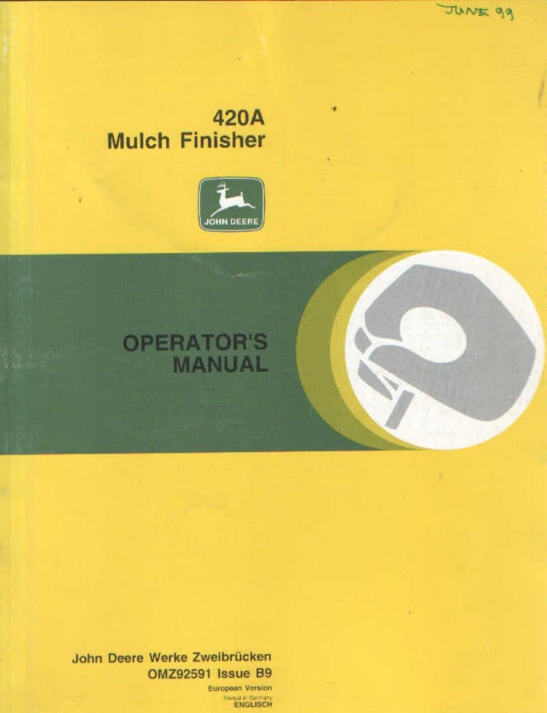John Deere Mulch Finisher 420A Operators Manual