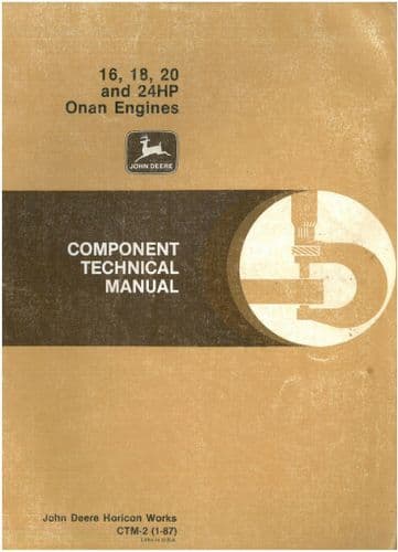 John Deere Onan Engine 16, 18 & 20 Component Technical Manual