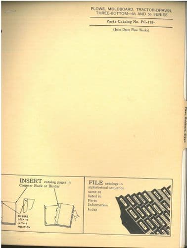 John Deere Plows, Moldboard, Tractor-Drawn, Three-Bottom 55 56 - PC178 Parts Manual