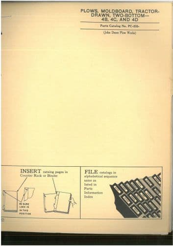 John Deere Plows, Moldboard, Tractor-Drawn Two-Bottom 4B 4C 4D Parts Manual