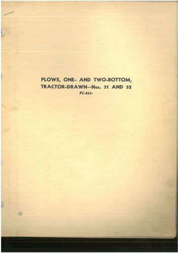 John Deere Plows, One & Two-Bottom Tractor-Drawn No. 51 52 Parts Manual