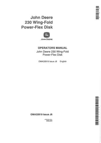 John Deere Power-Flex Disk 230 Wing-Fold Operators Manual