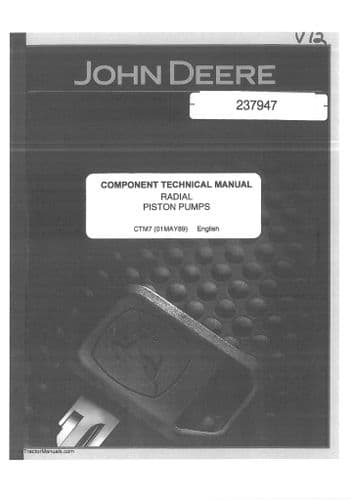 John Deere Radial Piston Pumps Component Technical Workshop Manual