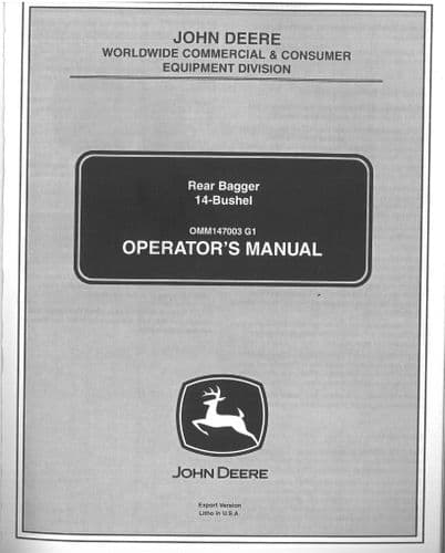 John Deere  Rear Bagger 14 Bushel Operators Manual