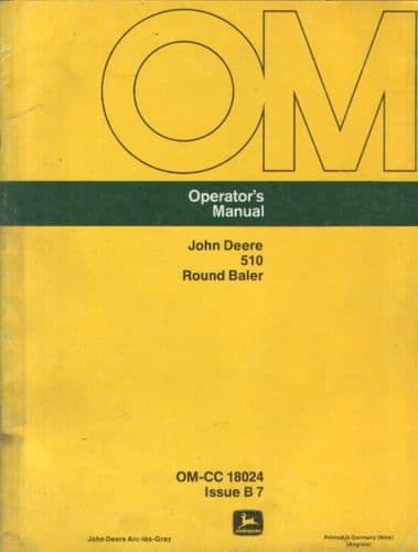 John Deere Round Baler 510 Operators Manual