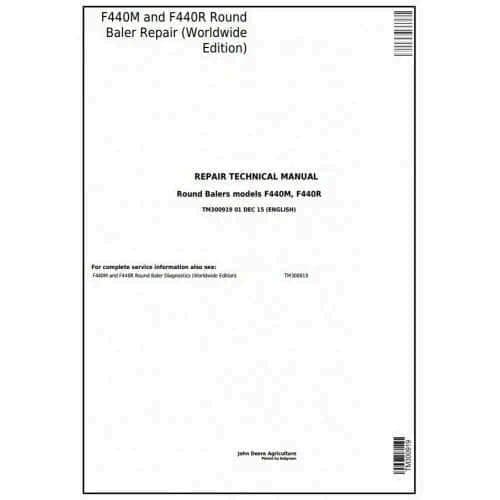 John Deere Round Baler F440M & F440R Workshop Service Technical Manual - TM300919